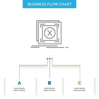 error. application. message. problem. server Business Flow Chart Design with 3 Steps. Line Icon For Presentation Background Template Place for text vector