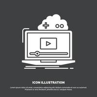 Cloud. game. online. streaming. video Icon. glyph vector symbol for UI and UX. website or mobile application