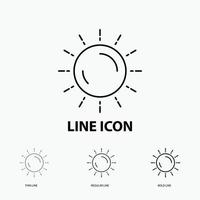 sun. weather. sunset. sunrise. summer Icon in Thin. Regular and Bold Line Style. Vector illustration