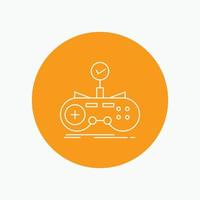 Check. controller. game. gamepad. gaming White Line Icon in Circle background. vector icon illustration