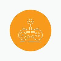 Check. controller. game. gamepad. gaming White Line Icon in Circle background. vector icon illustration