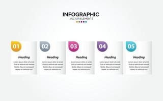 diseño de línea delgada de infografía horizontal vectorial con iconos y 5 opciones o pasos. infografía horizontal para el concepto de negocio. se puede utilizar para banner de presentaciones. diseño de flujo de trabajo vector