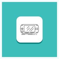 Round Button for Console. device. game. gaming. psp Line icon Turquoise Background vector