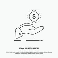 help. cash out. debt. finance. loan Icon. Line vector gray symbol for UI and UX. website or mobile application