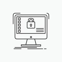 secure. protection. safe. system. data Line Icon. Vector isolated illustration