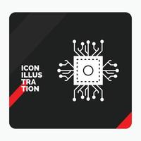 Red and Black Creative presentation Background for Chip. cpu. microchip. processor. technology Glyph Icon vector