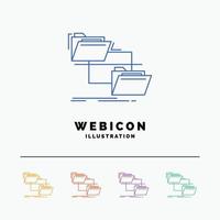 folder. file. management. move. copy 5 Color Line Web Icon Template isolated on white. Vector illustration