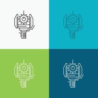 Automation. industry. machine. production. robotics Icon Over Various Background. Line style design. designed for web and app. Eps 10 vector illustration