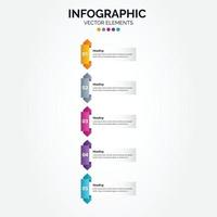 plantilla de infografía vertical de negocios. diseño de línea delgada con números 5 opciones o pasos. vector