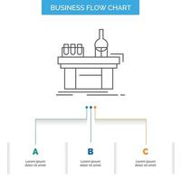 Biology. chemistry. lab. laboratory. production Business Flow Chart Design with 3 Steps. Line Icon For Presentation Background Template Place for text vector