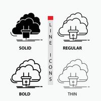 Cloud. connection. energy. network. power Icon in Thin. Regular. Bold Line and Glyph Style. Vector illustration