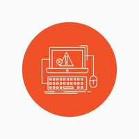 Computer. crash. error. failure. system White Line Icon in Circle background. vector icon illustration