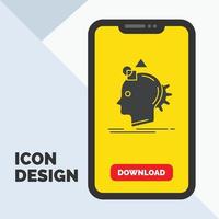 Imagination. imaginative. imagine. idea. process Glyph Icon in Mobile for Download Page. Yellow Background vector