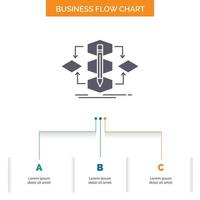 Algorithm. design. method. model. process Business Flow Chart Design with 3 Steps. Glyph Icon For Presentation Background Template Place for text. vector