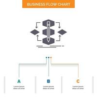 Algorithm. design. method. model. process Business Flow Chart Design with 3 Steps. Glyph Icon For Presentation Background Template Place for text. vector