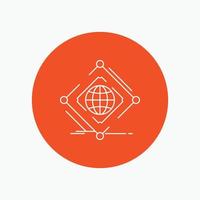 Complex. global. internet. net. web White Line Icon in Circle background. vector icon illustration