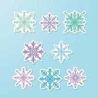 Winter Snowflake Shape Sticker Collection vector