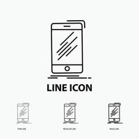 Device. mobile. phone. smartphone. telephone Icon in Thin. Regular and Bold Line Style. Vector illustration