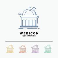 Library. school. education. learning. university 5 Color Line Web Icon Template isolated on white. Vector illustration