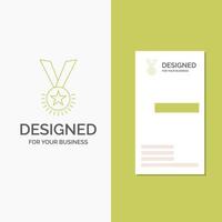 Business Logo for Award. honor. medal. rank. reputation. ribbon. Vertical Green Business .Visiting Card template. Creative background vector illustration
