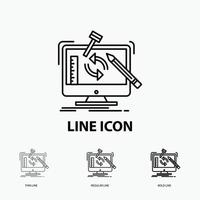 engineering. project. tools. workshop. processing Icon in Thin. Regular and Bold Line Style. Vector illustration