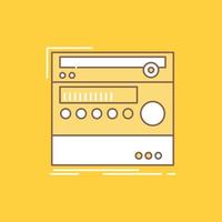 estante. componente. módulo. sonido. icono lleno de línea plana de estudio. hermoso botón de logotipo sobre fondo amarillo para ui y ux. sitio web o aplicación móvil vector