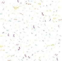 Vector abstract White Background with many falling tiny colorful confetti pieces and ribbon. Carnival. Christmas or New Year decoration colorful party pennants for birthday. festival