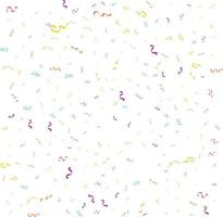 Vector abstract White Background with many falling tiny colorful confetti pieces and ribbon. Carnival. Christmas or New Year decoration colorful party pennants for birthday. festival