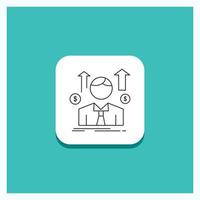 Round Button for Business. man. avatar. employee. sales man Line icon Turquoise Background vector