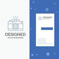 Business Logo for Camera. photography. capture. photo. aperture. Vertical Blue Business .Visiting Card template vector