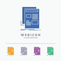 news. newsletter. newspaper. media. paper 5 Color Glyph Web Icon Template isolated on white. Vector illustration