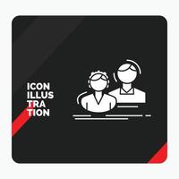 fondo de presentación creativa rojo y negro para estudiante. empleado. grupo. pareja. icono de glifo de equipo vector