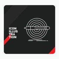 Red and Black Creative presentation Background for Design. goal. pencil. set. target Line Icon vector