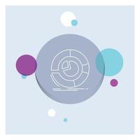 Analysis. analytics. business. diagram. pie chart White Line Icon colorful Circle Background vector