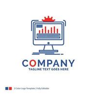 Company Name Logo Design For dashboard. admin. monitor. monitoring. processing. Blue and red Brand Name Design with place for Tagline. Abstract Creative Logo template for Small and Large Business. vector