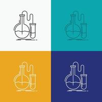 Analysis. chemistry. flask. research. test Icon Over Various Background. Line style design. designed for web and app. Eps 10 vector illustration