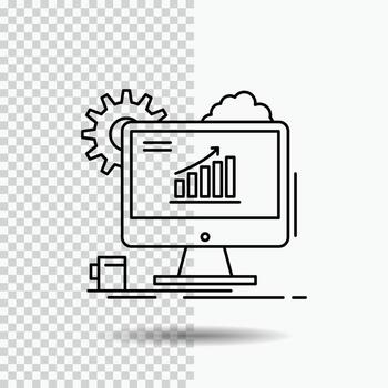 Analytics. chart. seo. web. Setting Line Icon on Transparent Background. Black Icon Vector Illustration