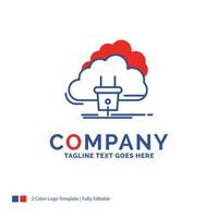 Company Name Logo Design For Cloud. connection. energy. network. power. Blue and red Brand Name Design with place for Tagline. Abstract Creative Logo template for Small and Large Business. vector