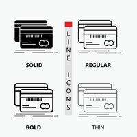 Banking. card. credit. debit. finance Icon in Thin. Regular. Bold Line and Glyph Style. Vector illustration