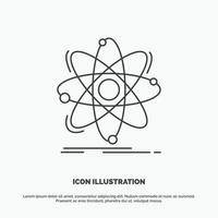 átomo. Ciencias. química. física. icono nuclear. símbolo gris vectorial de línea para ui y ux. sitio web o aplicación móvil vector