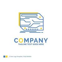 card. component. custom. electronic. memory Blue Yellow Business Logo template. Creative Design Template Place for Tagline. vector