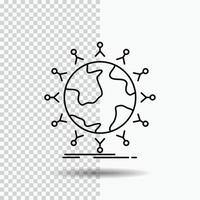 global. student. network. globe. kids Line Icon on Transparent Background. Black Icon Vector Illustration