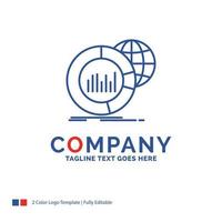 Company Name Logo Design For Big. chart. data. world. infographic. Blue and red Brand Name Design with place for Tagline. Abstract Creative Logo template for Small and Large Business. vector