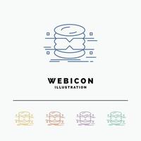 database. data. architecture. infographics. monitoring 5 Color Line Web Icon Template isolated on white. Vector illustration