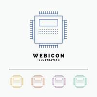 Processor. Hardware. Computer. PC. Technology 5 Color Line Web Icon Template isolated on white. Vector illustration