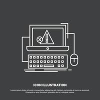 Computer. crash. error. failure. system Icon. Line vector symbol for UI and UX. website or mobile application