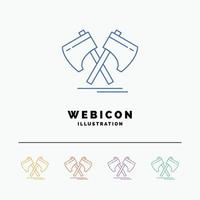 Axe. hatchet. tool. cutter. viking 5 Color Line Web Icon Template isolated on white. Vector illustration