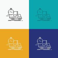 delivery. time. shipping. transport. truck Icon Over Various Background. Line style design. designed for web and app. Eps 10 vector illustration