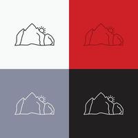 hill. landscape. nature. mountain. scene Icon Over Various Background. Line style design. designed for web and app. Eps 10 vector illustration