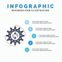 administración. proceso. producción. tarea. plantilla de infografías de trabajo para sitio web y presentación. icono de glifo gris con ilustración de vector de estilo infográfico azul.